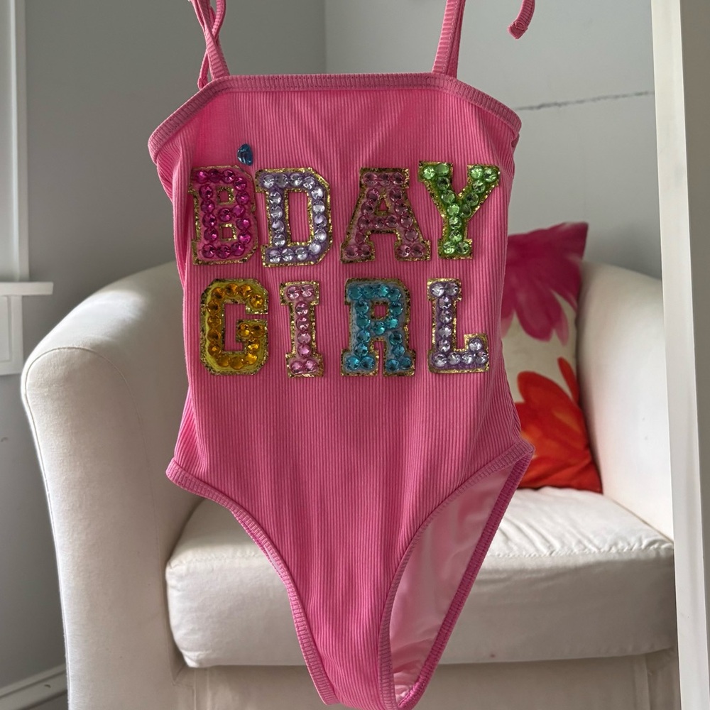 Lola + The Boys Birthday Pink Gemstone Swimsuit Girls 4T